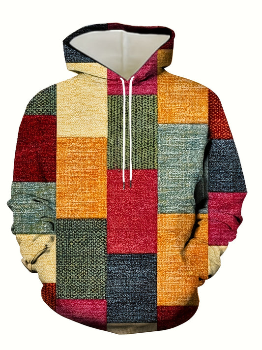 Men's Patchwork Hoodie for Spring & Autumn Sports Comfort
