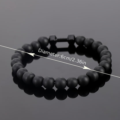 Frosted Bead Dumbbell Bracelet - Elevate Your Masculine Style