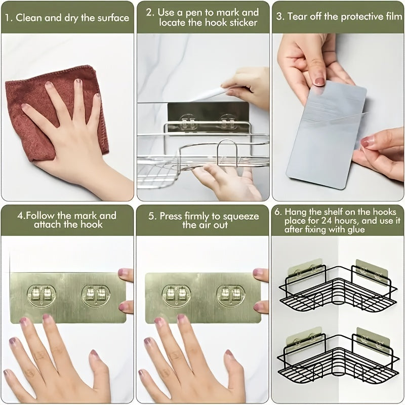 No-Drill Cast Iron Corner Shower Shelf for Modern Bathrooms