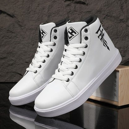 HookUpCo. Men's Plus Size High Top Skate Sneakers, Ultra Comfy