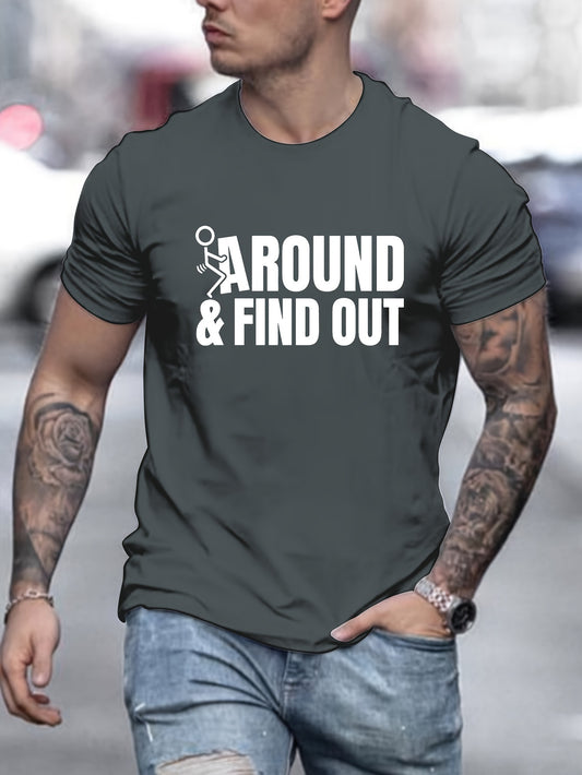 HookUpCo. Casual Round Neck Graphic Tee for Men, Spring Style