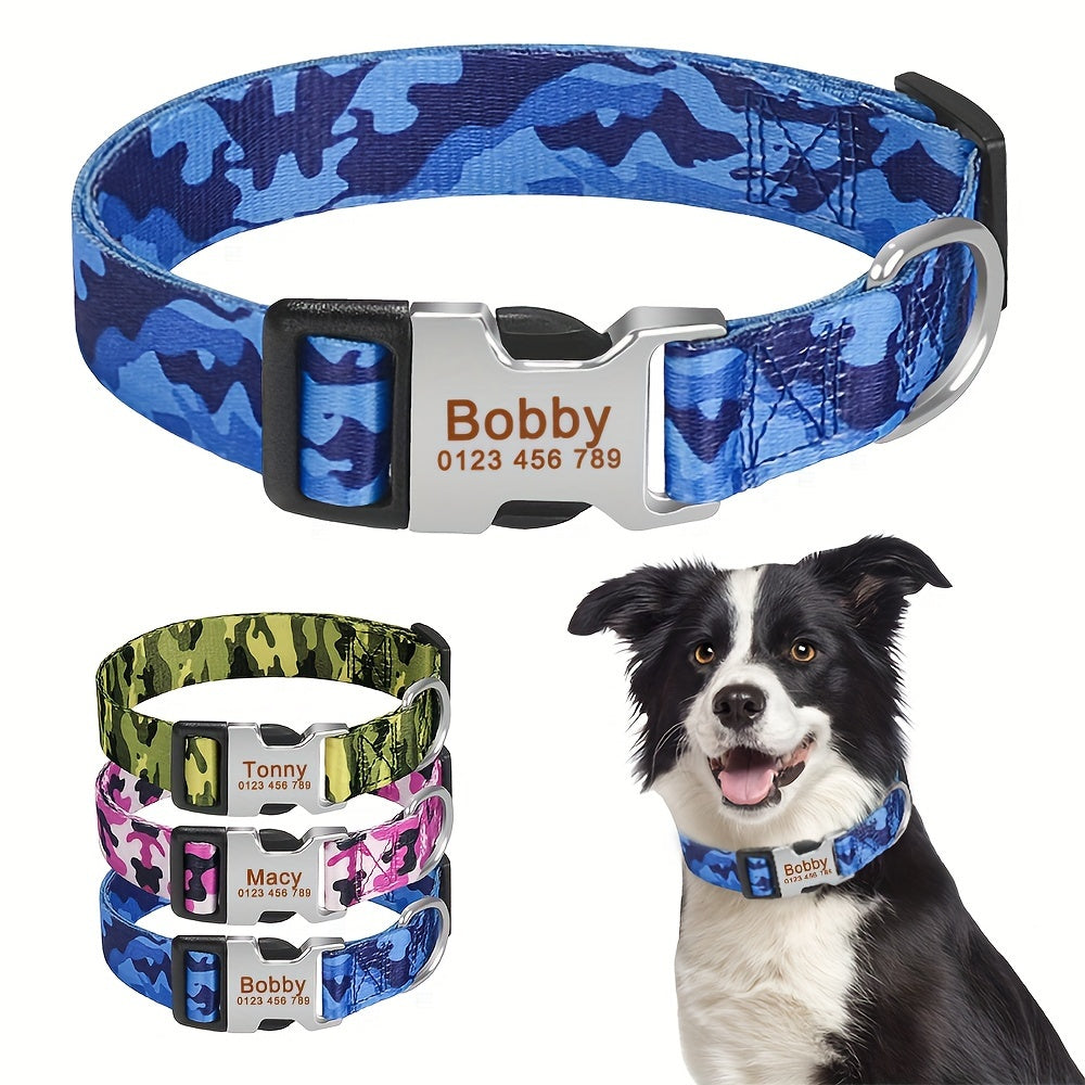 Personalized Camouflage Dog Collar with Free Engraving Tag