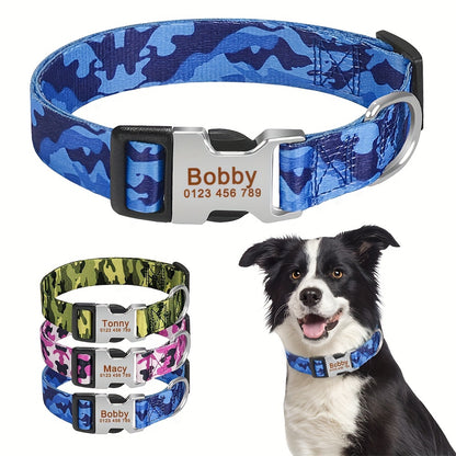 Personalized Camouflage Dog Collar with Free Engraving Tag