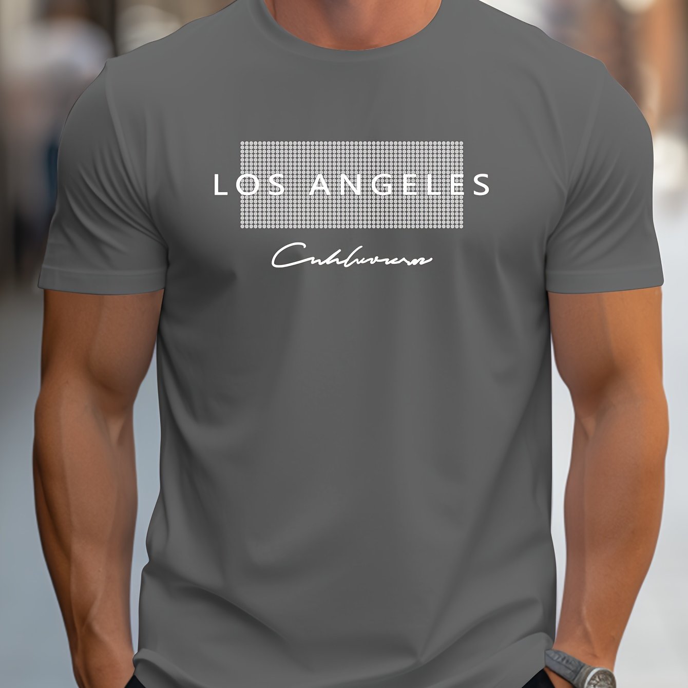HookUpCo. Los Angeles Graphic Print Casual Short Sleeve Tee