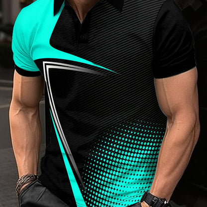 Summer Men's Lapel Golf T-Shirt for Active Leisure Wear