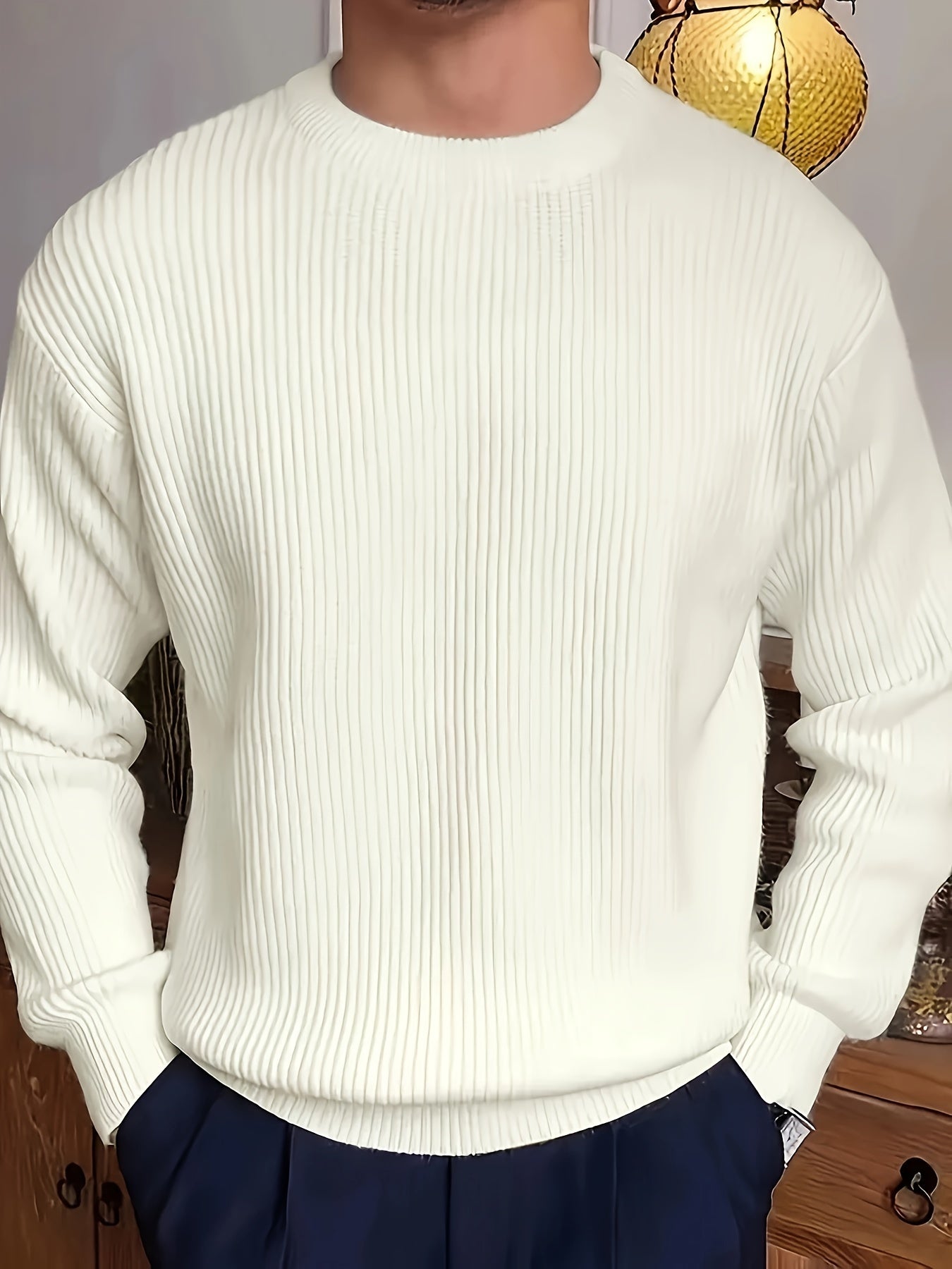 Plus Size Textured Knit Pullover for Men - Casual Comfort