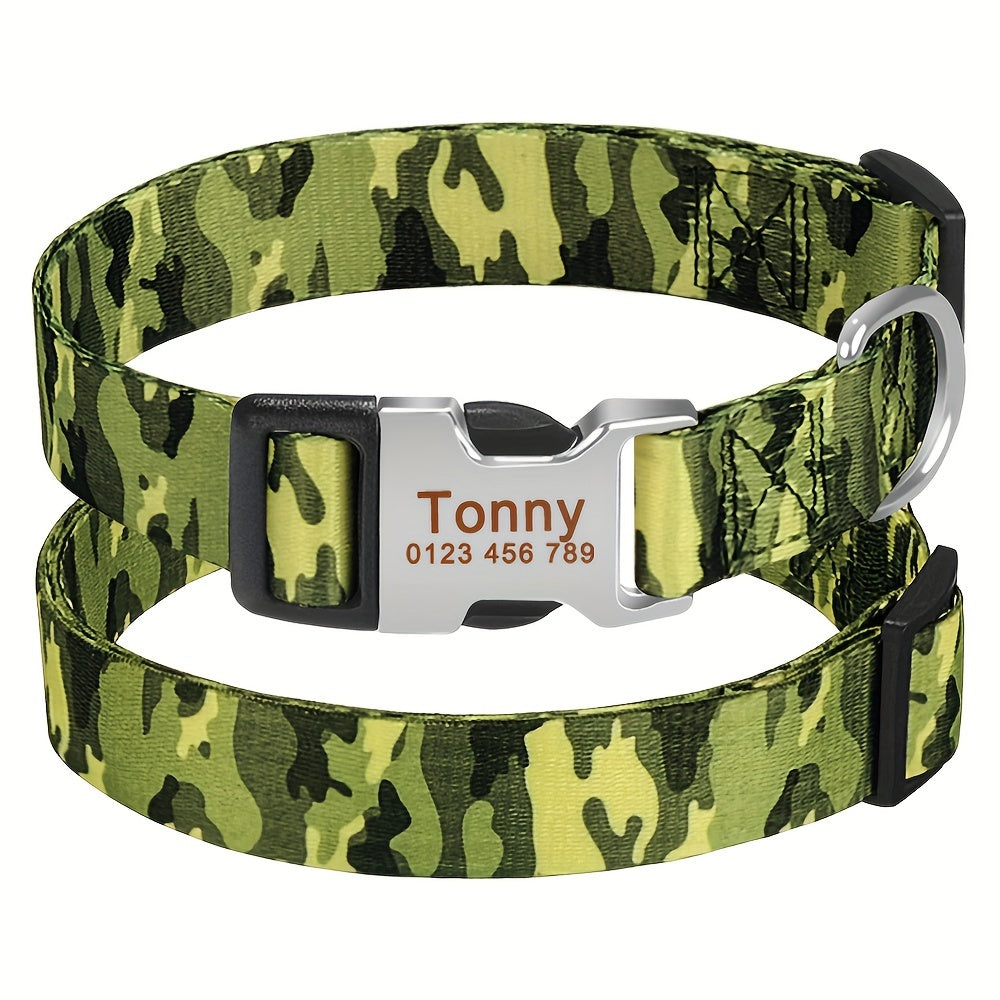 Personalized Camouflage Dog Collar with Free Engraving Tag