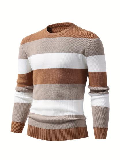Stylish Color Blocked Men's Knitted Pullover for Active Wear