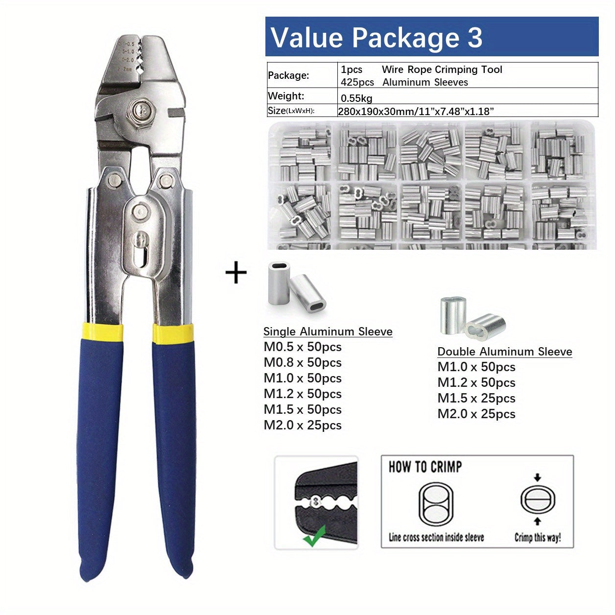 Premium Aluminum Crimping Tool Set for Fishing Lines and Cables