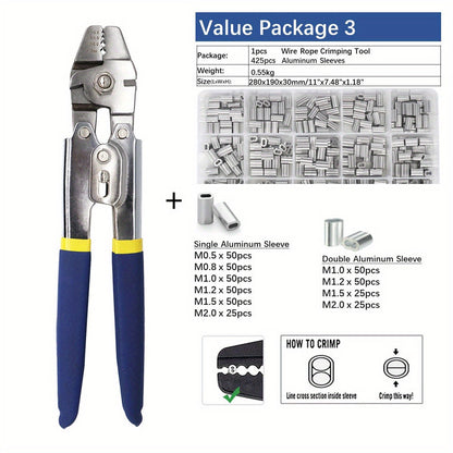 Premium Aluminum Crimping Tool Set for Fishing Lines and Cables