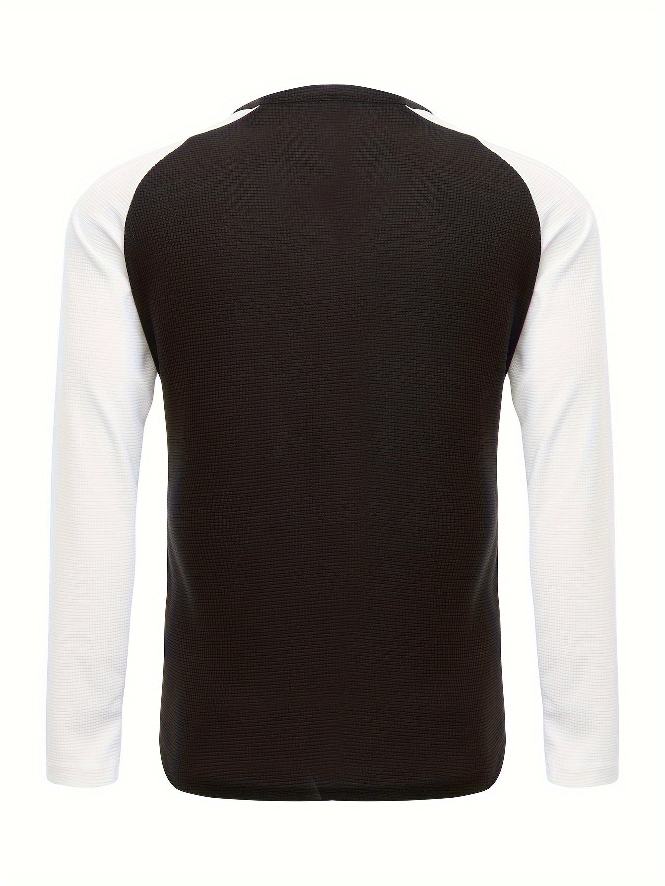 Mens Color Block Long Sleeve V-Neck T-Shirt for All Seasons