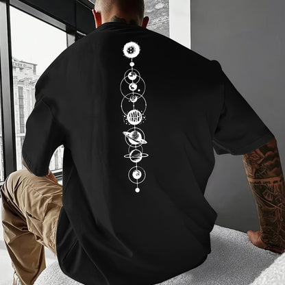 HookUpCo. Men's Casual Planet Print Short Sleeve T-shirt