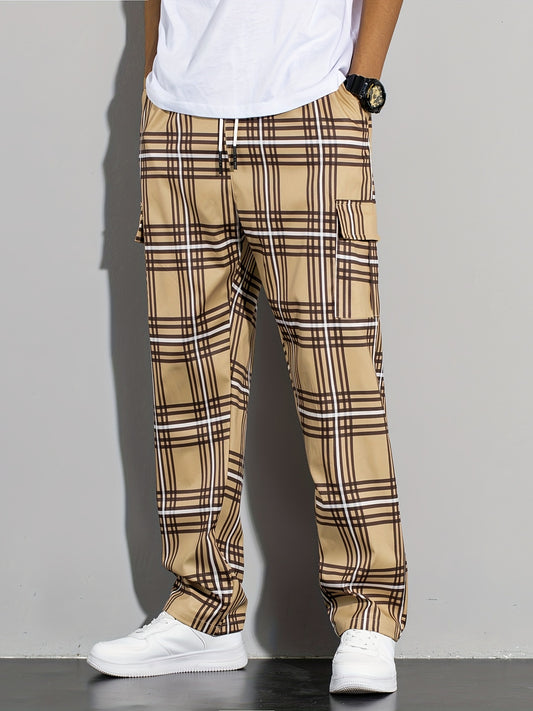 Fashion-Forward Vintage Plaid Cargo Pants for Outdoor Style