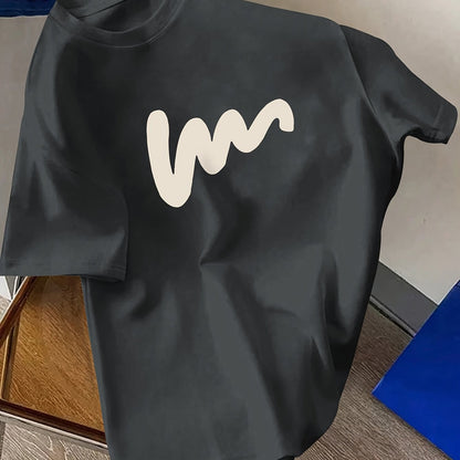 Creative Line Graphic Print Short Sleeve Men's T-Shirt