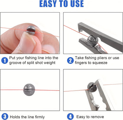 205pcs Round Split Shot Sinkers - Versatile Fishing Weights