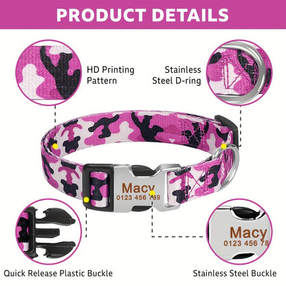 Personalized Camouflage Dog Collar with Free Engraving Tag