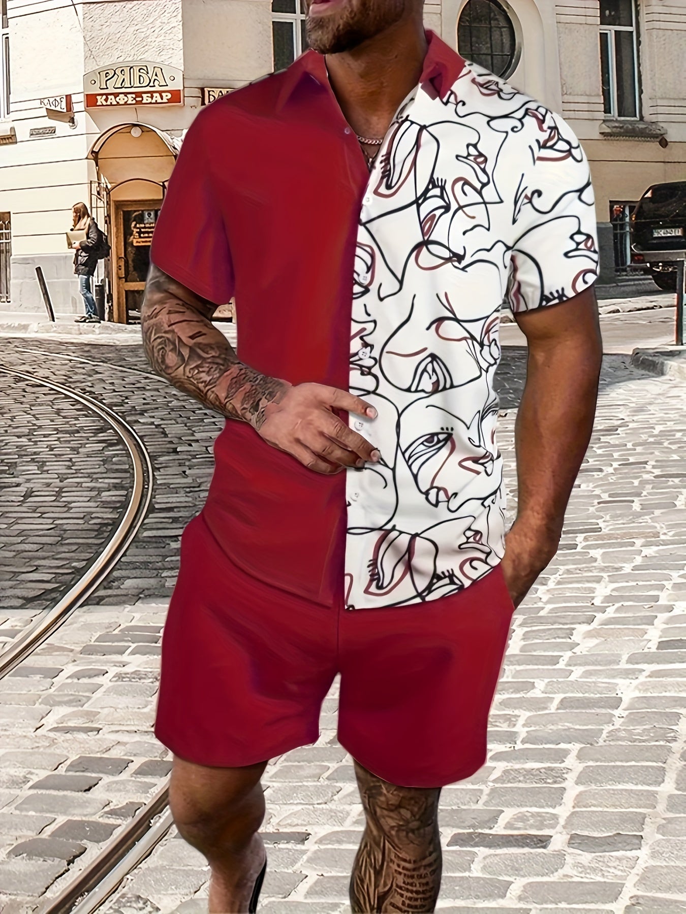 Casual Summer Outfit Set: Hawaiian Shirt and Shorts Combo