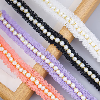 Elegant Pearl and Lace Adjustable Pet Collar for Stylish Pets