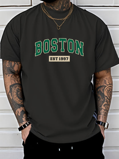 Men's Casual Letter Print T-shirt for Spring and Summer Wear