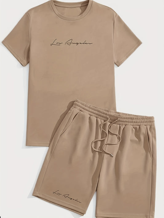 Trendy Summer Outfit Set for Men: T-Shirt and Shorts Combo