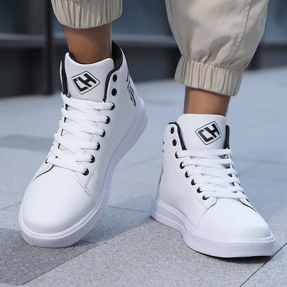 HookUpCo. Men's Plus Size High Top Skate Sneakers, Ultra Comfy