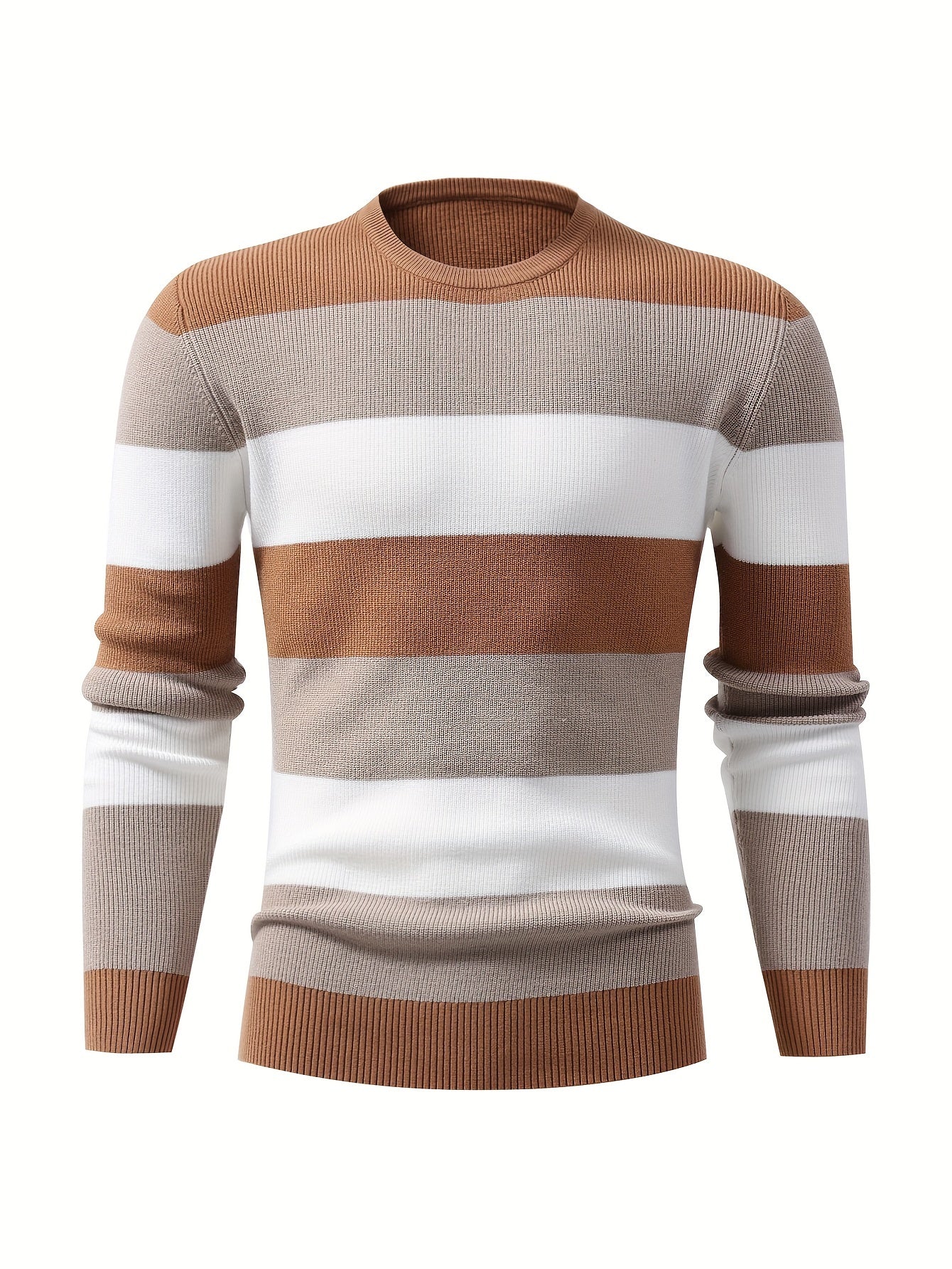 Stylish Color Blocked Men's Knitted Pullover for Active Wear