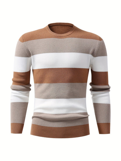 Stylish Color Blocked Men's Knitted Pullover for Active Wear