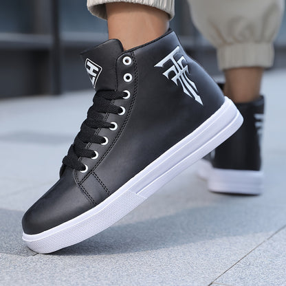 HookUpCo. Men's Plus Size High Top Skate Sneakers, Ultra Comfy