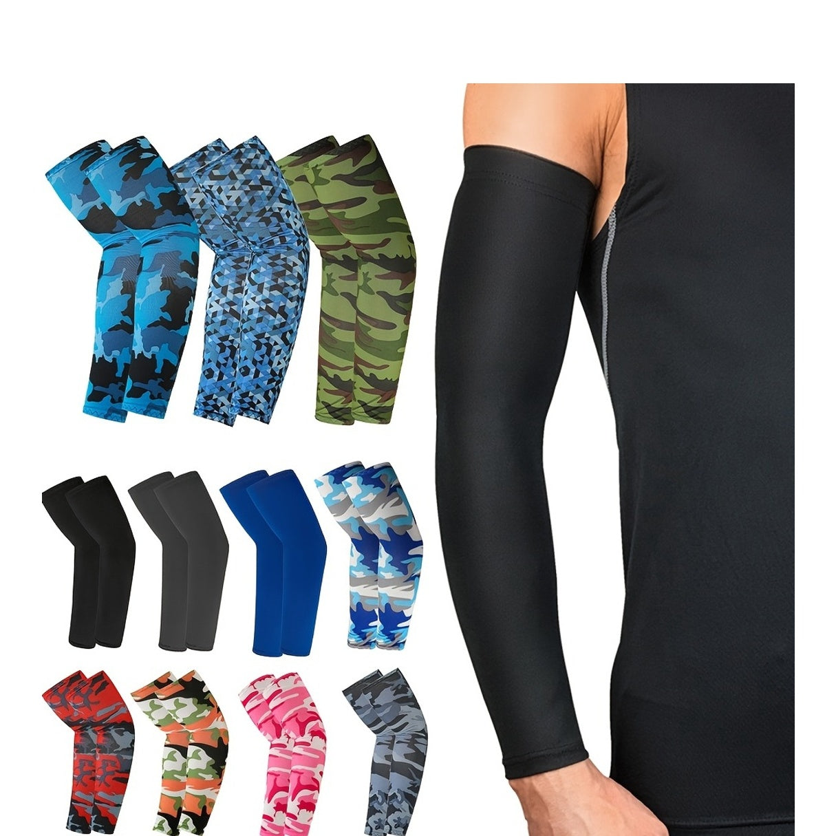 Cooling Arm Sleeves 2pcs - Durable Sportswear for All Activities