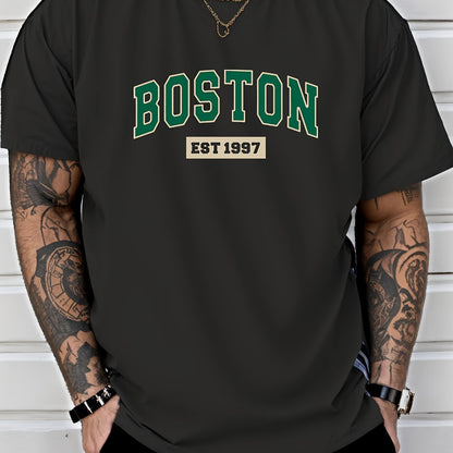Men's Casual Letter Print T-shirt for Spring and Summer Wear