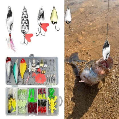 78-Piece Fishing Lure Tackle Set for Bass and Trout Adventures