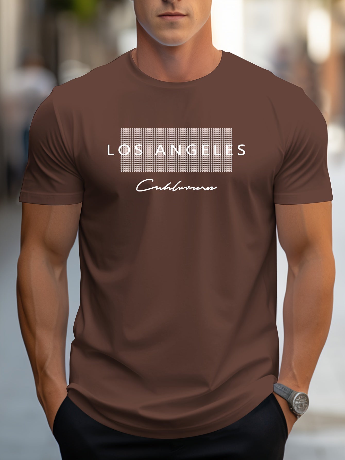 HookUpCo. Los Angeles Graphic Print Casual Short Sleeve Tee
