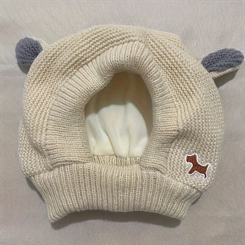 Knitted Dog Hat for Noise Protection, Warm Winter Cap