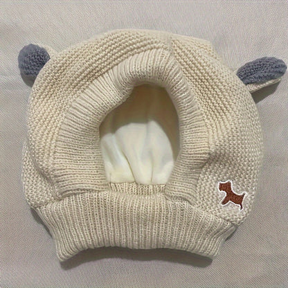 Knitted Dog Hat for Noise Protection, Warm Winter Cap