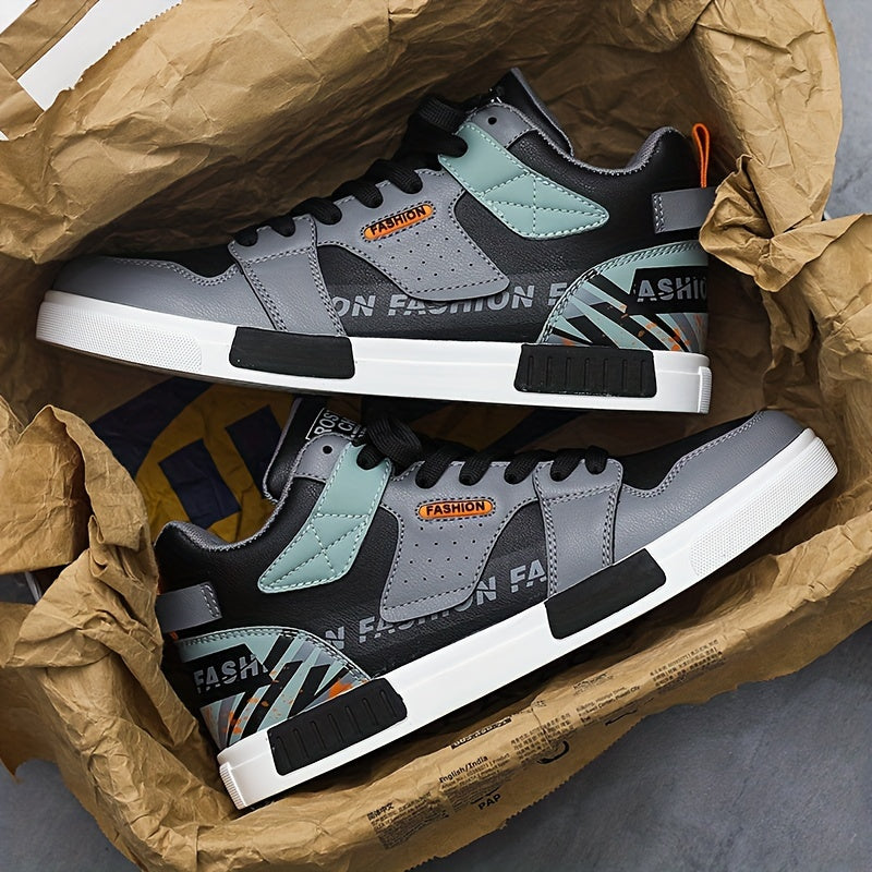 Fashion-Forward Skate Sneakers with Non-Slip Lace-Up Design
