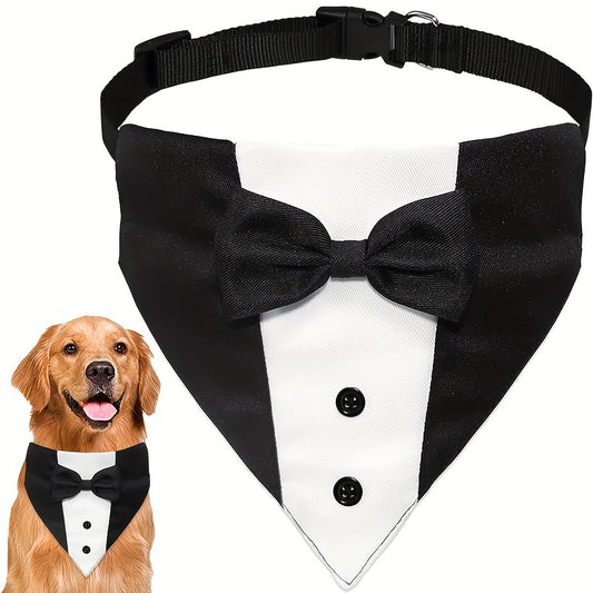 Stylish Dog Tuxedo Suit with Adjustable Bow Tie Collar