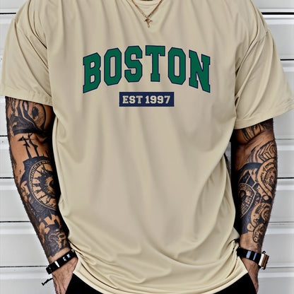Men's Casual Letter Print T-shirt for Spring and Summer Wear