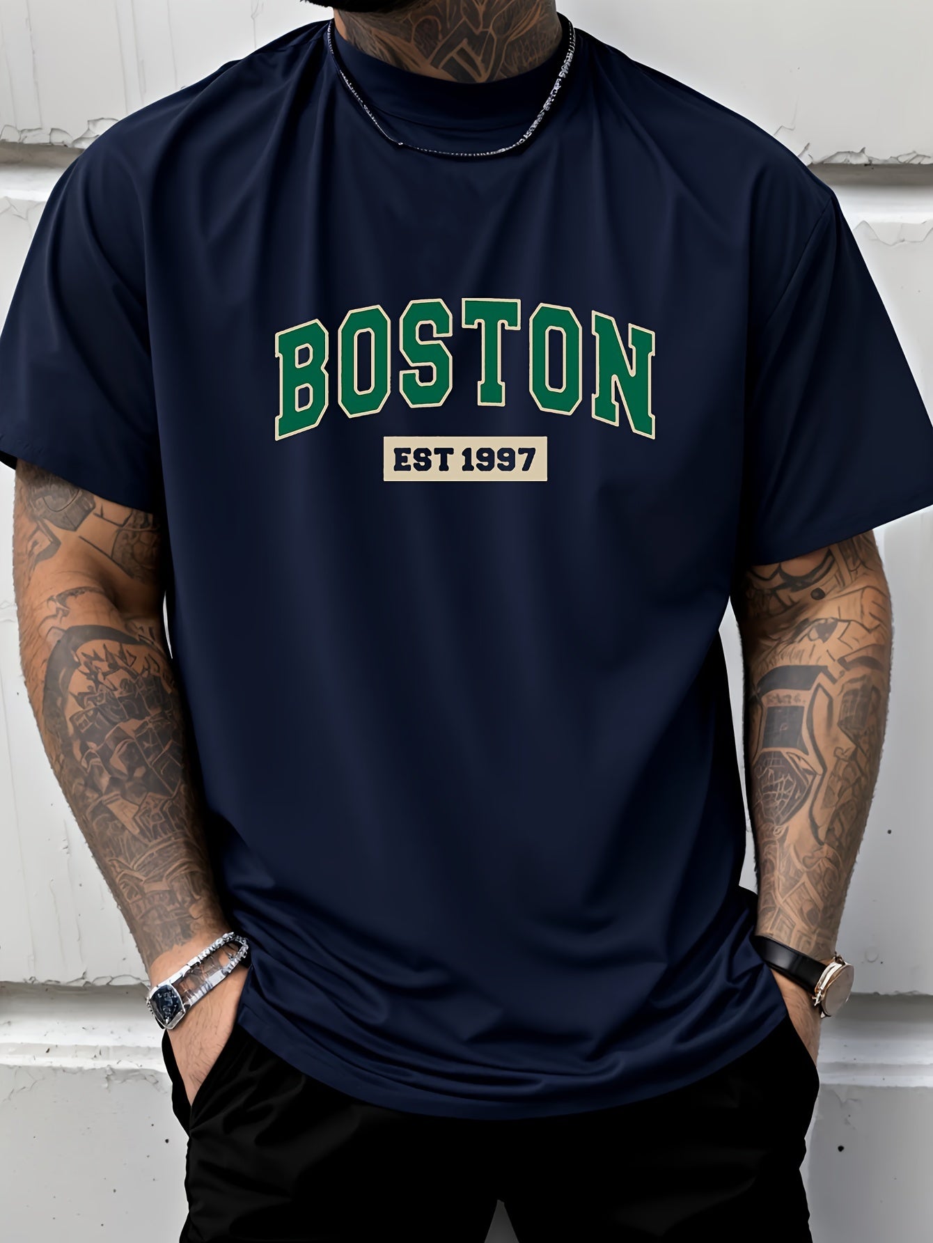 Men's Casual Letter Print T-shirt for Spring and Summer Wear