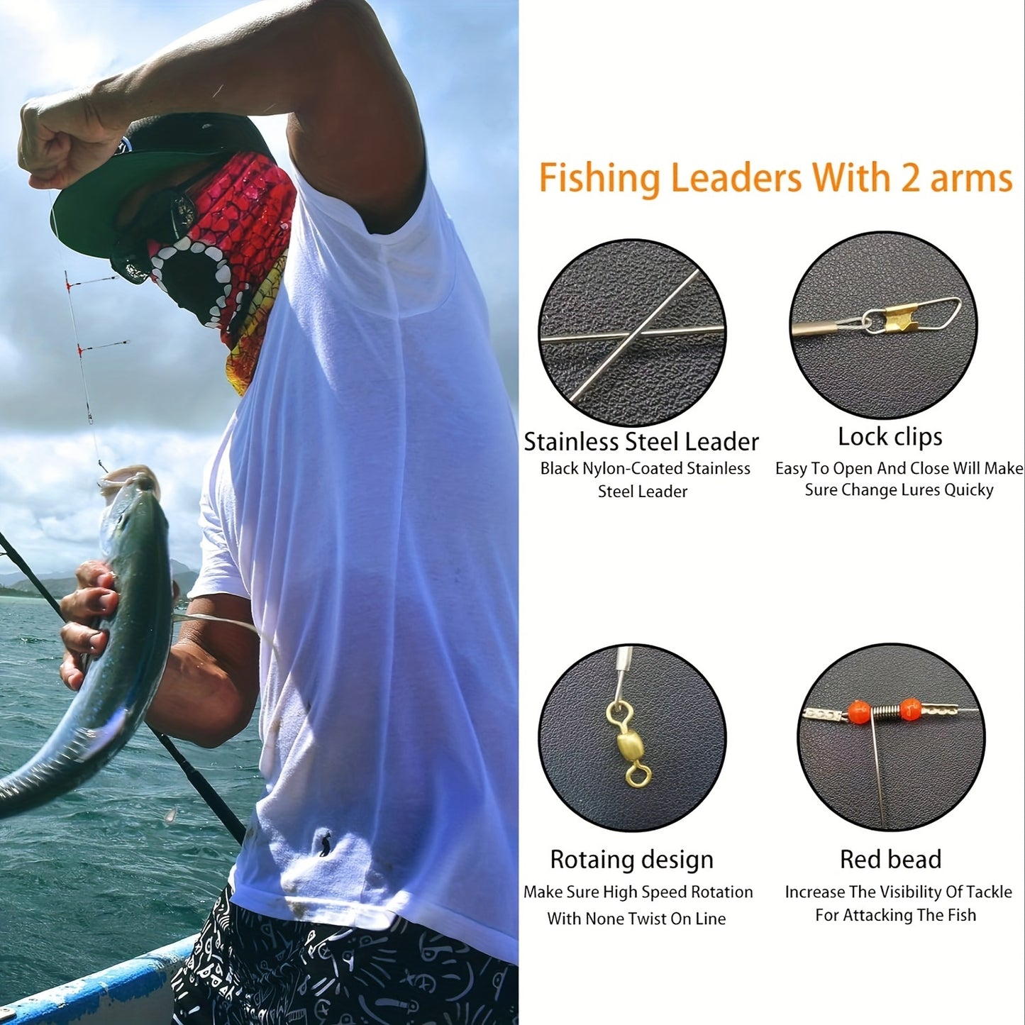 High-Strength Fishing Leaders with Spring Snap - 6/12pcs Set