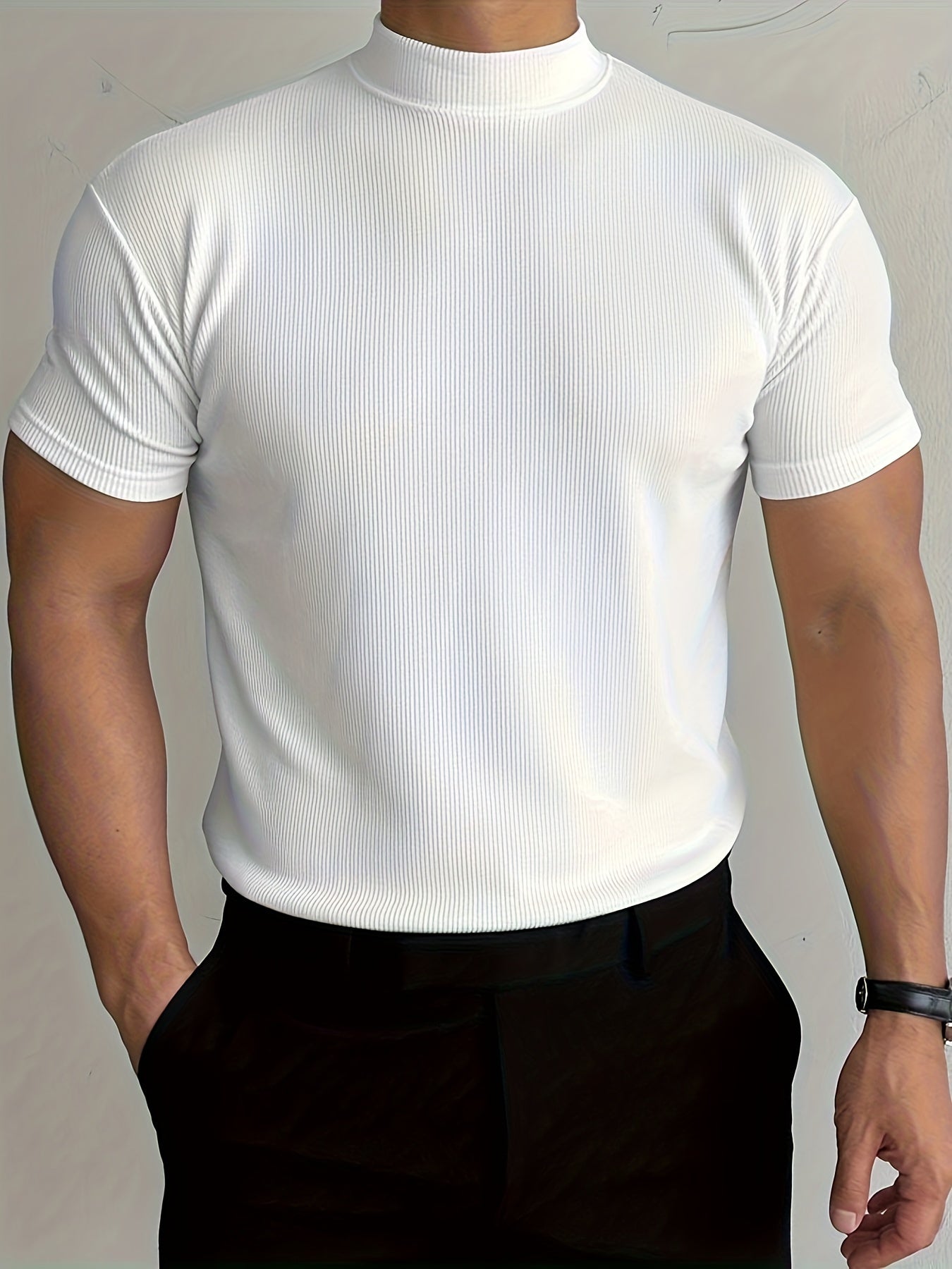 Summer Slim-Fit Crew Neck Tee for Active Men’s Wear