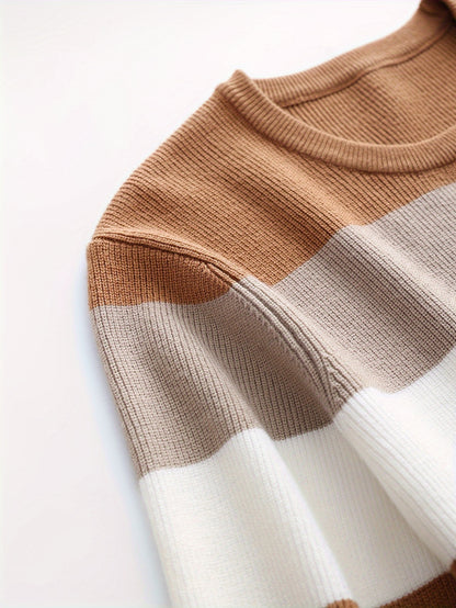 Stylish Color Blocked Men's Knitted Pullover for Active Wear