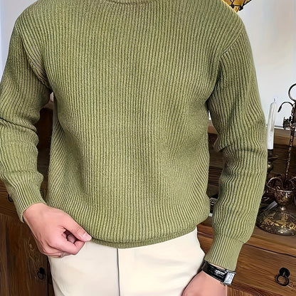 Plus Size Textured Knit Pullover for Men - Casual Comfort