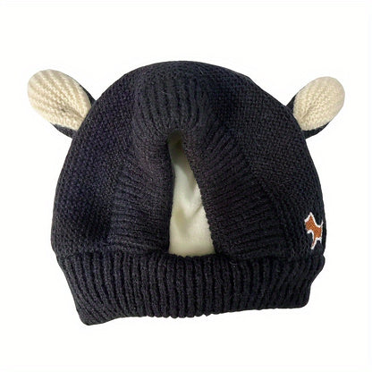 Knitted Dog Hat for Noise Protection, Warm Winter Cap