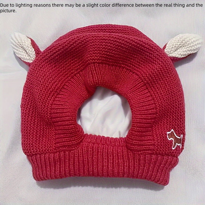 Knitted Dog Hat for Noise Protection, Warm Winter Cap