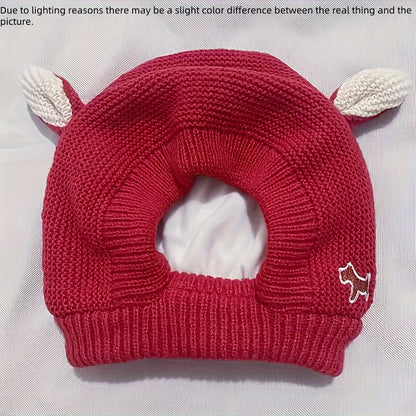 Knitted Dog Hat for Noise Protection, Warm Winter Cap
