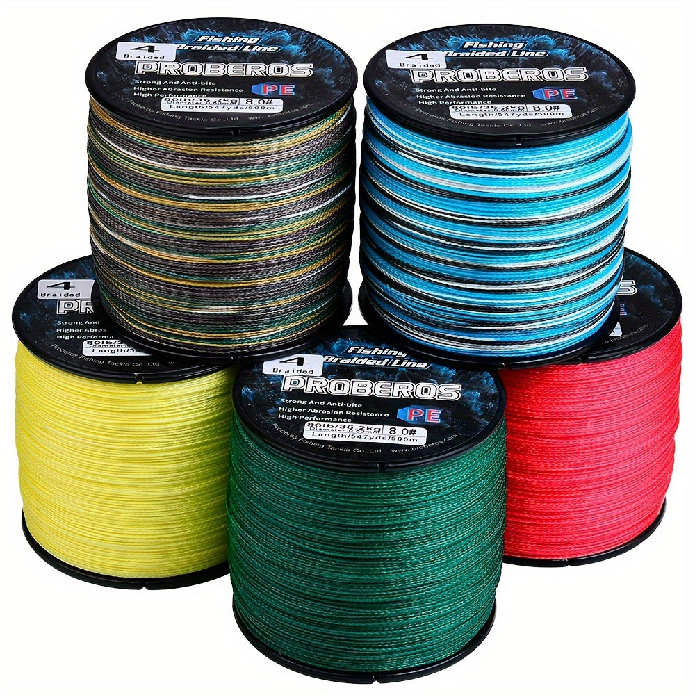 Durable 500M Braided Fishing Line, Zero Stretch, 4 Strands