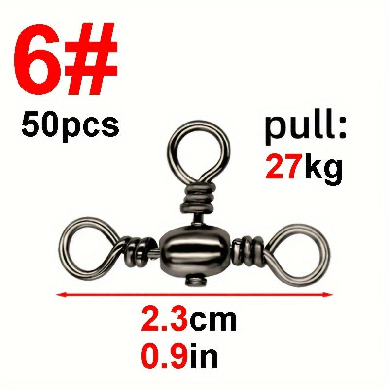 Durable 50pcs Fishing Hooks Barrel Swivels for Tackle Use