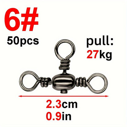 Durable 50pcs Fishing Hooks Barrel Swivels for Tackle Use