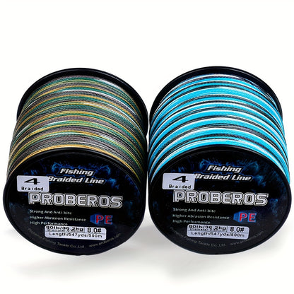 Durable 500M Braided Fishing Line, Zero Stretch, 4 Strands
