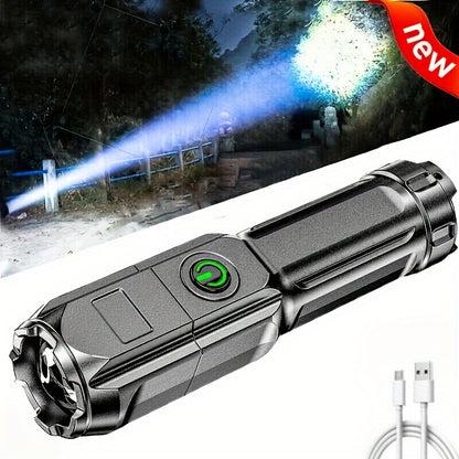 Rechargeable Super Bright Zoomable Flashlight for Outdoors